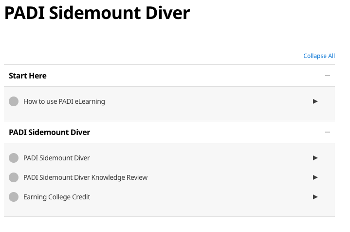 sidemount-tr-02 padi sidemount recreational rec tr course
